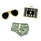 PinMart's Like A Boss Aviators Cash Money Trendy Enamel Lapel Pin Set