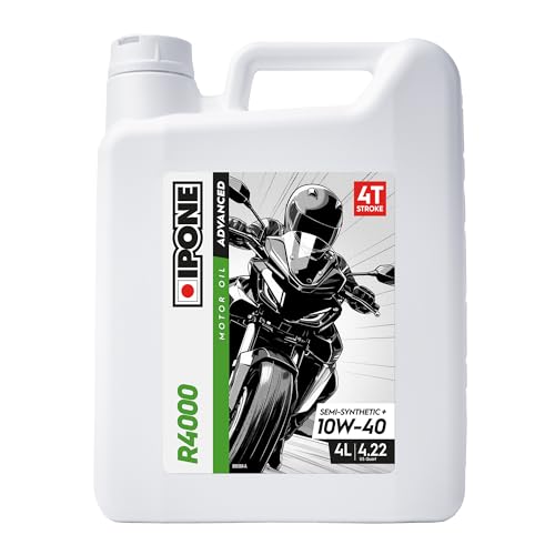 IPONE - Huile Moto 4 Temps 10W40 R4000 RS -Bidon 4L - Semi-Synthétique avec Esters - Résistance Exceptionnelle à l'usure