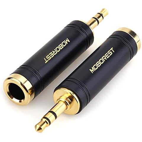 MOBOREST 3.5mm M to 6.35mm F Stereo Pure Copper Adapter, 1/8 Inch Plug Male to 1/4 Inch Jack Female Stereo Adapter, Can be Used for Conversion Headphone adapte, amp adapte, Black Fashion 2-Pack Cover