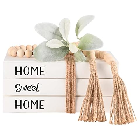 Linen Covered Decorative Books for Home Decor, Farmhouse Stack Books, Coffee Table Books Décor for Living Room,Hardcover Faux Books for Decoration,Shelf Display Books Decor Accent,Home|Sweet|Home Cover