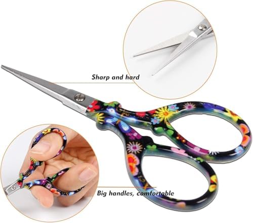 3.6 inch Sharp Embroidery Scissors for Sewing with Premium Leather Sheath - 2