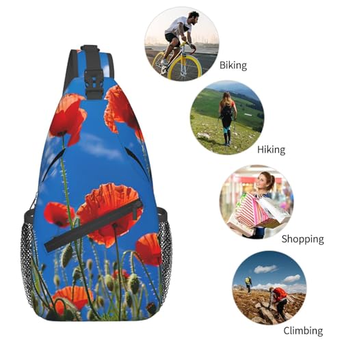 Bolso cruzado Poppies On Blue Sky para hombre y mujer miniatura 6