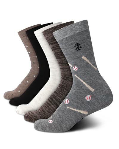 IZOD Boys Crew Socks - 5 Pack Breathable Soft Stretch Performance Crew Dress Socks for Toddlers to Big Boys (Shoe Size: S-L) Size Medium Grey