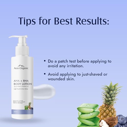 Aravi Organic AO/BODYLOTION/AHA_BHA/200 10% Aha + 1% Bha Exfoliating Body Lotion - Smooths Rough & Bumpy Skin - Glycolic & Lactic Acid Body Lotion thumb #4