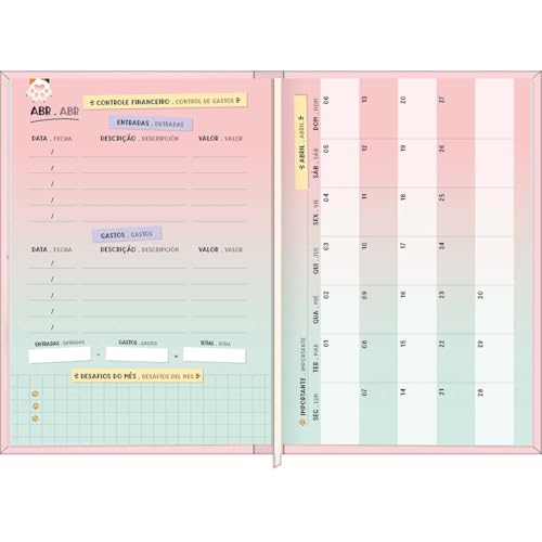 Tilibra - Agenda Costurada Petit 10,5 x 14,8 cm Purrfect Cats 2025 - Love, love, meow