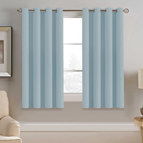 H.VERSAILTEX Light Blue Curtains for Bedroom Thermal Insulated Living Room Curtains 54 Inch Long Grommet Privacy Protection Window Curtain Panels/Drapes for Nursery, 2 Panels, 52" W x 54" L