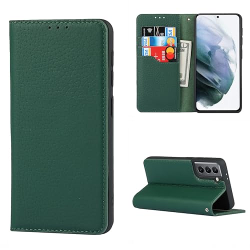 Coque en cuir véritable pour Samsung S21 coloris vert foncé chic