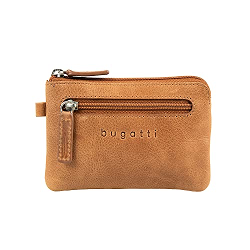 Bugatti Volo Llavero Monedero, Estuche para Llaves de Cuero - Cognac