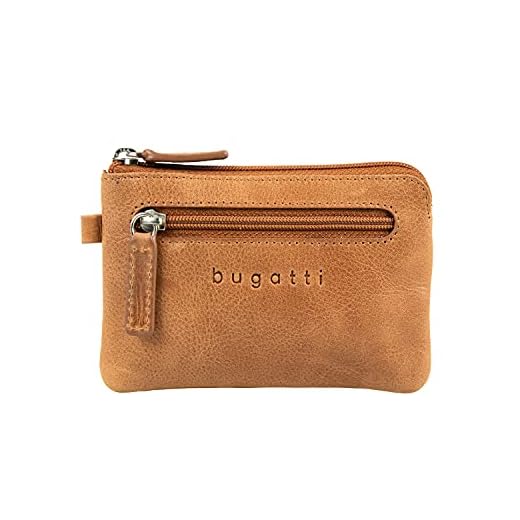 Bugatti Volo Llavero Monedero, Estuche para Llaves de Cuero - Cognac