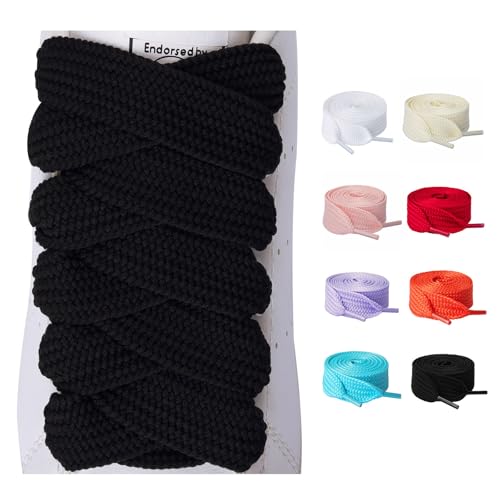Olukssck 2 Pairs Fat Shoe Laces for Sneakers Boots, 3/4' Wide Athletic Shoelaces, Shoe Strings Black, 47inch(120cm)