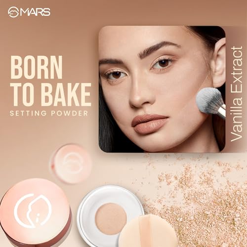 Image of MARS Born To Bake Setting Loose Powder For Oil Control Matte Finish (8.0gm) (VANILLA EXTRACT) | Ultra-Fine & Weightless | Long-Lasting | Crease Proof | Blurs Pores & Smooths Fine Lines