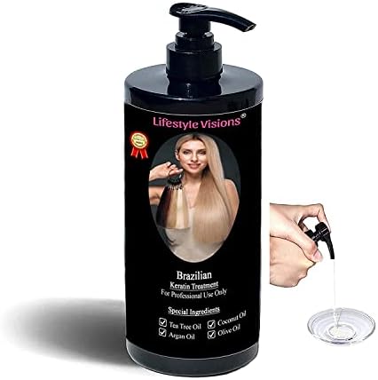 Improved Formula Professional Brazilian Keratin Treatment (35.3oz/1000ML) - Smooth, Repair & Strengthens Hair Strands - Excellent Results For All Hair Types and Sensitive Scalps - By Lifestyle Visions