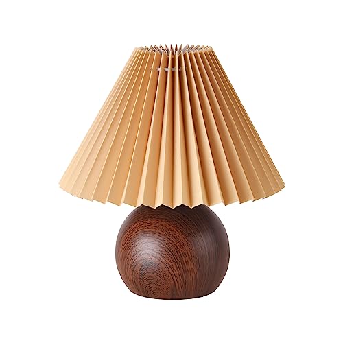 KUNJOULAM Small Pleated Table Lamp, Modern Bedside Nightstand Lamp with Coffee...