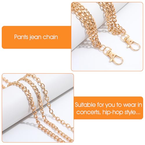 Punk Trousers Chain, Jean Pocket Chain, Waist Chains Hip Hop Belt Chains, Rock Jean Pant Chainss, Goth Accessories for Women Men(Gold)3