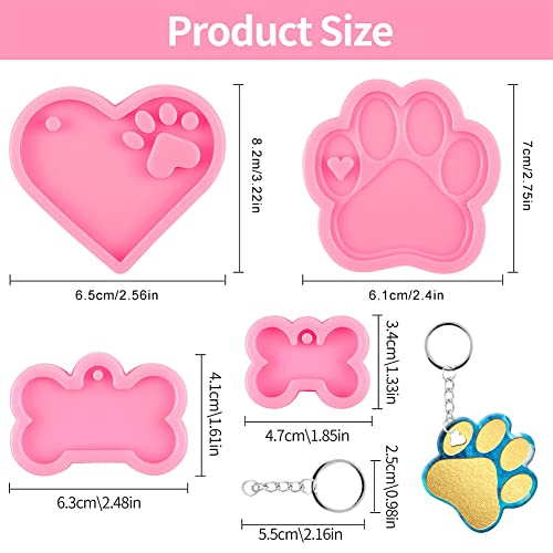 Hundemarke Silikonform,Handgefertigte Schlüsselbund Silikonform,Harz Form,4 Stück Hundemarke Schlüsselbund Silikonform,Hundeknochen Förmige Silikon Form,Resin Schlüsselanhänger,Harz Silikonformen