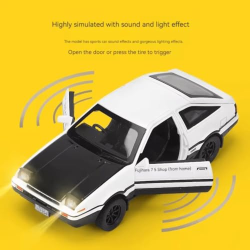 Image of Mashes AE86 1:32 Scale Metal Diecast Model with Pull Back Action, LED Lights, Sound & Openable Doors, Premium JDM Sports Car Collectible for Kids, Boys, Girls, Car Enthusiasts & Collectors