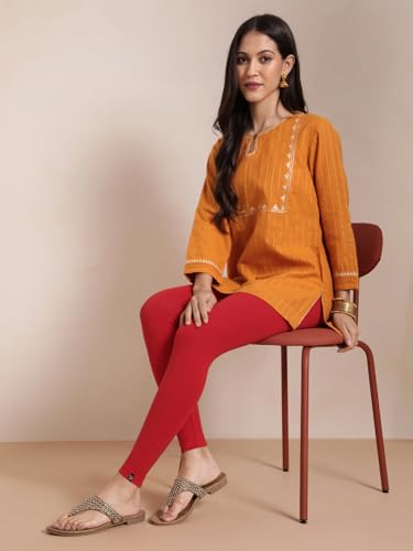 Image of TWIN BIRDS Super Stretchable Cotton Elasthane Fabric Ankle Length Leggings for Women