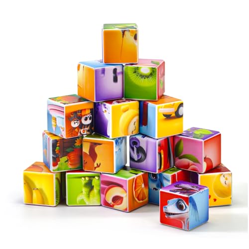 Image of Pairez Toys Magnetic Building Cubes for Toddlers, 4 Random Theme Cube Sets