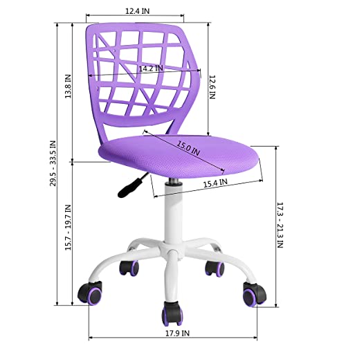 Furniturer Teens Boys Girls Writing Task Chair Low Mid Pp Mesh Back Fabric Seat,Home Children Study Chair (Purple, 1Pc) #TOP2