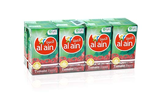 Al Ain Tomato Paste tetra Pack Pack of 8x135g Rich Tomato Texture Made from Ripe Tomatoes Use for Pizza Sauce or Pasta Sauce and More