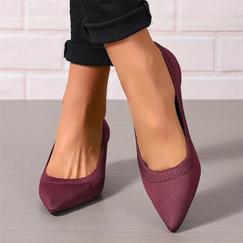 Women's Pumps Kitten Heel Pump Shoes Pointed Toe Knit Comfortable Dress Shoes for Work Business Casual Party Dressy, US Size 5-114