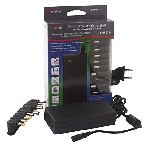 Profitec EKU 90 A - Cargador automático para portátil (16 V, 18,5 V, 19 V, 19,5 V, 4740 mA, máx. con 11 adaptadores de Enchufe para Dispositivos comunes.