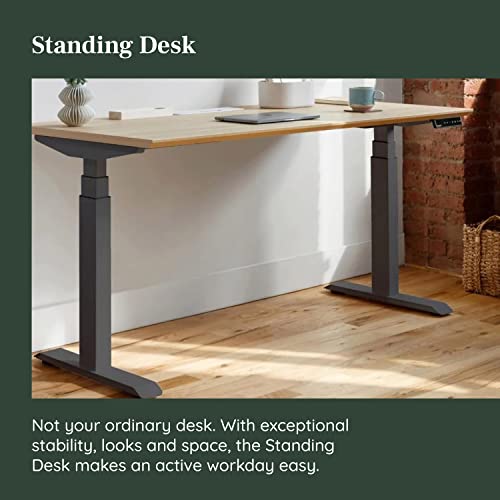 Image of Branch Standing Desk, Adjustable Height Desk with Dual Motors | 3-Stage Lift, 4 Memory Presets, 48 Inches, Charcoal Base and Woodgrain Top