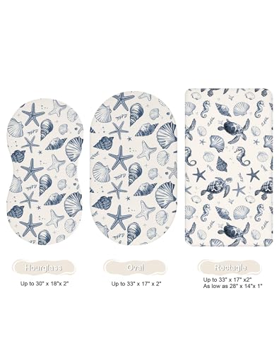 Image of Bassinet Sheets for Baby Girls Boys 2 Pack, Fitted Baby Mattress Sheet for Rectangle, Oval, Hourglass Bassinet Mattress, Breathable Cozy & Universal Fit (Deep Blue, Bassinet Sheet)
