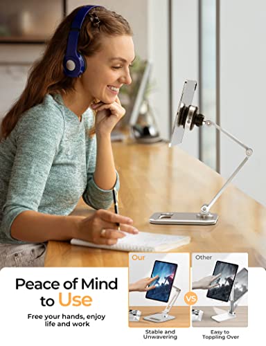 Sucteasy Cell Phone Stand With Electric Suction Cup, Adjustable Height & Angle Phone Stand For Desk, Phone Holder Stand Compatible With All Phones Tablet, Iphone Stand For Work, Video, Office, Home #TOP5