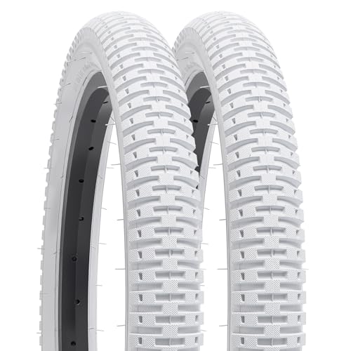YUNSCM 2-PCS 16 Bike Tires 16x1.95/53-305 (White) Compatible with Kid Bike 16 x 1.95 16x2.0 All-Terrain Directional Tread Bicycle Tires (Y-1027)