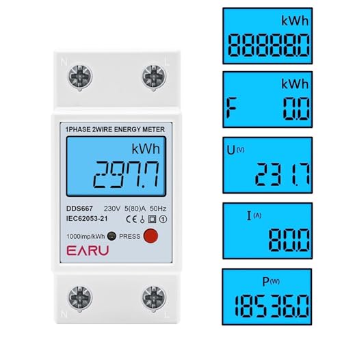 Compteur d'énergie 80A avec écran LCD rétro-éclairé et bouton zéro - 2