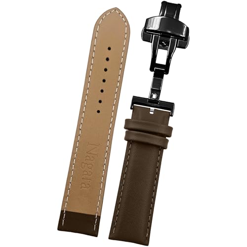 Image of DBLACK ''NAGATA3'' Leather Watch Strap with Butterfly Lock, Minimalist Design Watch Belt / / For 18mm, 20mm, 22mm, or 24mm Watch Band (Choose Your Size & Color)