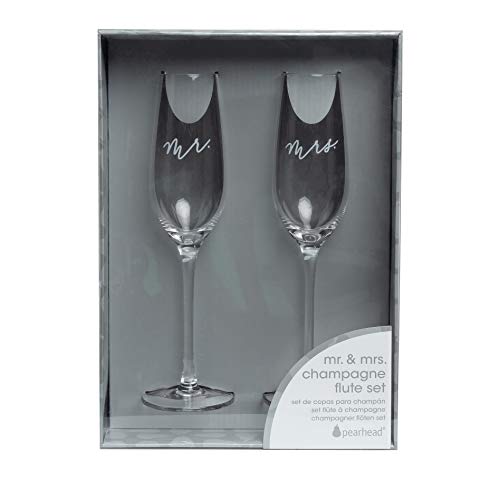 Pearhead Mr. & Mrs. Champagne Flute Set, Wedding Toasting Glasses, Wedding Champagne Glasses, His And Hers Wedding Day Glasses, Wedding Or Bridal Shower Gift Idea #TOP7