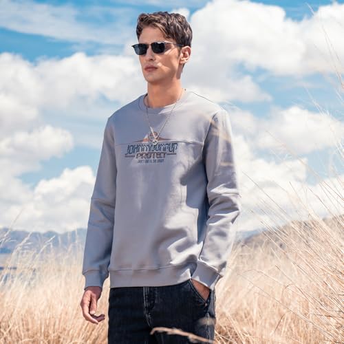 autumn new pure cotton round neck sweatshirt men's American style long sleeve stitching men's round neck pullover4