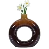Brown Ceramic Vase -Modern Home Decor, Handmade Round Pampas Flower Vases Minimalist Nordic Boho Ins
