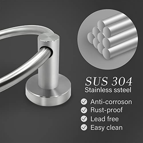 Zgelin BLACK TOWEL RING Brushed Nickel Hand Towel Ring Hand Towel Holder For Bathroom Wall Mounted,Bathroom Towel Holder,Bathroom Towel-Racks,Bathroom Hardware Simple Round Towel Hanger Sus 304 Stainless Steel thumb #1