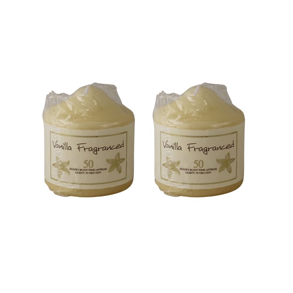 Pride Home & Garden 50 Hour Phg Premium Edition Vanilla Fragranced Pillar Candles | Stylish Long-Lasting Scented Pillar Candles | Classic Pillar Candles | Decorative Pillar Candles | Multipack (Pack Of 2, )