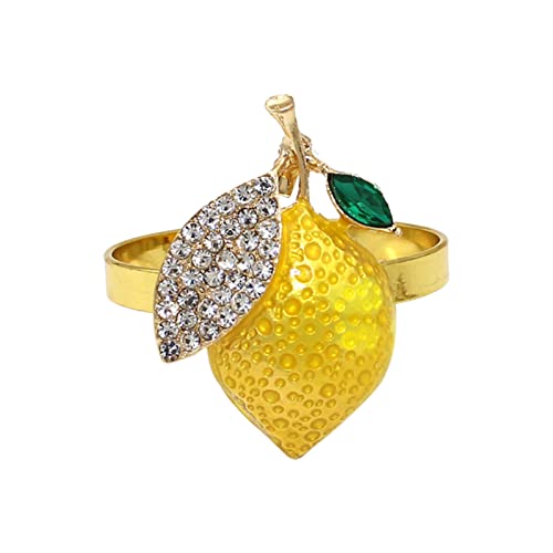 Firlar 220618CS08-12FIRL640IWCBO Lemon Napkin Rings Set Of 12,Handmade Fruit Napkin Holder Summer Fruit Napkin Ring Holder Metal Napkin Buckle cover