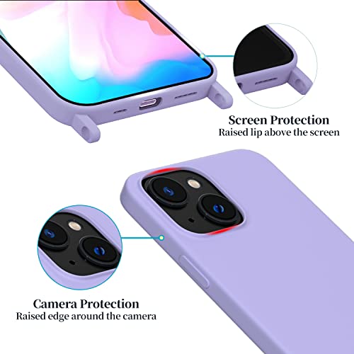 Image of Compatible with iPhone 14 Plus Case with Lanyard Crossbody iPhone Case with Strap Adjustable Shockproof Drop Protection Silicone Phone Cover for iPhone 14 Plus 6.1'' Lavender Purple
