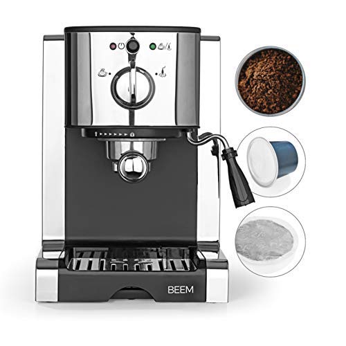 BEEM ESPRESSO PERFECT SIEBTRÄGERMASCHINE | 20 bar Druck, Crema-Perfektion & vielseitige Zubereitung mit Kapseln, Pads oder Pulver | Für Ihr Barista-Erlebnis in der eigenen Küche Zuhause