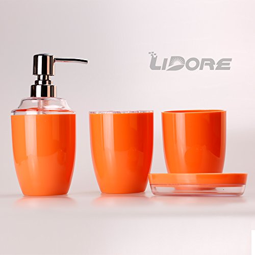 LIDORE Set of 4 Ensemble Bath Accessories Set in New Orange Color