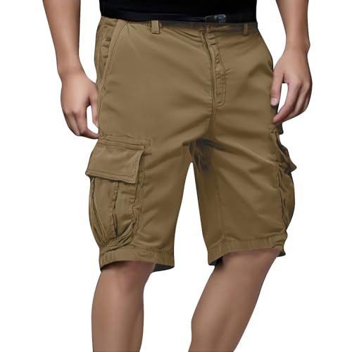 MOKBAY Pantalones Cortos de Trabajo Hombre Marrón Cremallera Bolsillos Militares Lisas M Pantalon Vestir Pantalón Corto Algodón Pantalón Cargo Pantalones Piratas Hombre Cuerda Compra Online Marrón M