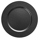 Opexscal 13' Hammered Charger Plates, Black Elegant Dinner Plate Chargers Set of 6, Round Server Ware for Wedding Party Decoration