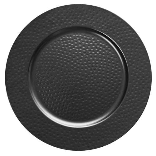 Opexscal 13" Hammered Charger Plates, Black Elegant Dinner Plate Chargers Set of 6, Round Server Ware for Wedding Party Decoration by Opexscal - Used condition - US$23.86