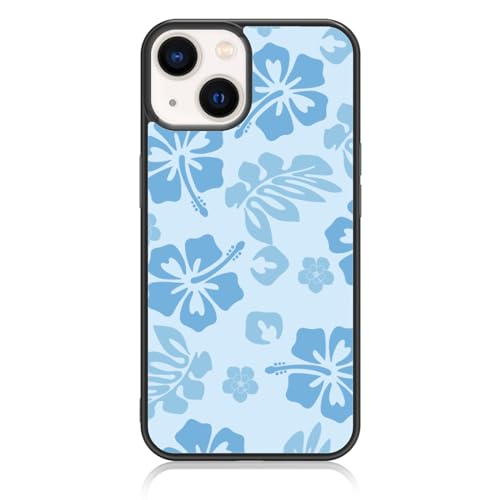 FANXI Blue Hibiscus Phone Case Compatible with iPhone 15 6.1 Inch - Shockproof Protective TPU Cute Flower Printed Phone Case Designed for iPhone 15 Case for Men Women Girls