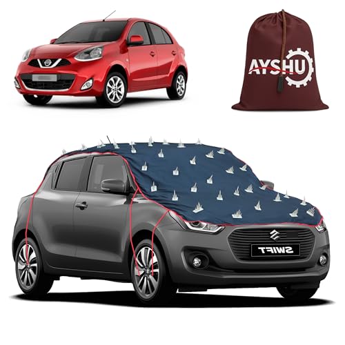 Image of AYSHU Water-Resistant Spike Car Cover for Nissan Micra Active - Protects from Dogs, Monkeys, Dust, Sunlight & UV - Full Roof Universal Fit