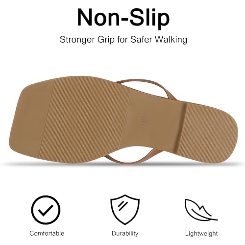 Image of Flip Flops for Women Comfortable Square Toe Casual Beach Sandals Summer Outdoor and Everyday Wear