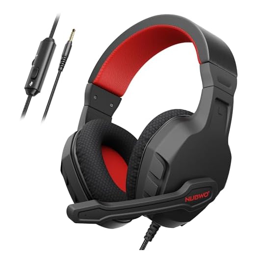 NUBWO U3 3.5mm Gaming Headset for PC, PS4, PS5, Laptop, Xbox One, Mac, iPad, Switch Games, Computer Game Gamer Over Ear Flexible Microphone Volume Control with Mic