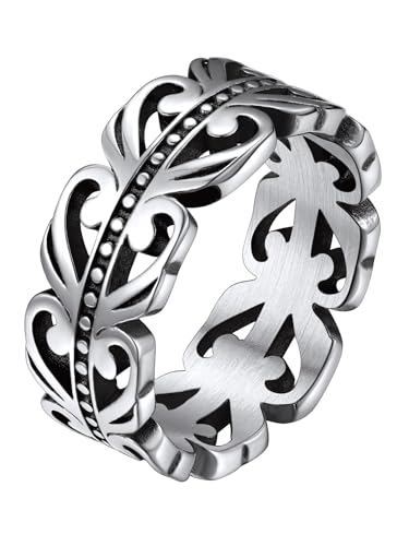 FaithHeart Celtic Knot Band Rings for Men Women, Stainless Steel/18K Gold Plated Viking Wedding Bands with Delicate Gift Packaging
