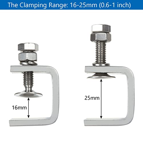 Fviexe Small C Clamps, Heavy Duty C-Clamp 304 Stainless Steel With Stable Wide Jaw Opening & I Beam Design, Mini 1 Inch C Clamp, Desk Woodworking Clamp Tiger Clamp, Clamping Range 16-25Mm #TOP2